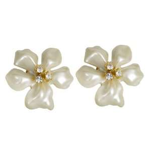   Pearl Earrings Flowers with Crystal Center: Kenneth Jay Lane: Jewelry