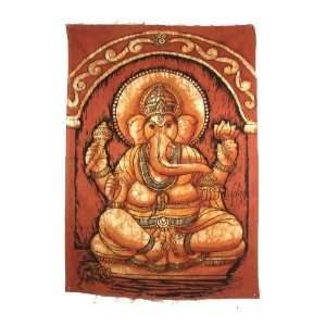  Ganesh Cotton Canvas Indian Wall Hanging   Brown: Home 