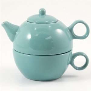 Teal Blue Tea For One Ceramic Teapot & Cup Set  Kitchen 