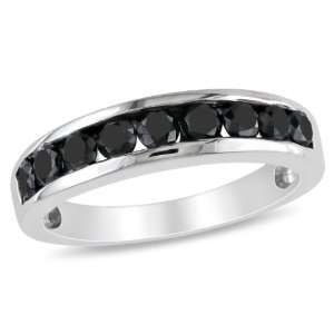  Sterling Silver 1 CT TDW Black Diamond Fashion Ring 