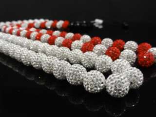 Mens White/Red & White Swarovski Crystal 30 Inch Chain Necklace New 