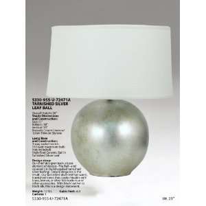  Tarnished Silver Leaf Ball Table Lamp and Shade: Home 