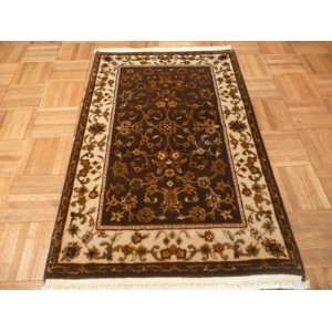    2 x 3 HAND KNOTTED AGRA ORIENTAL RUG WITH SILK 