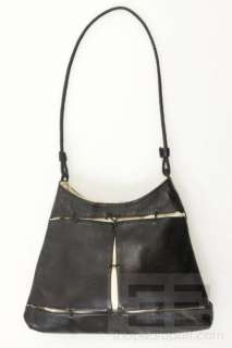 Bloomingdales Black Leather & Dusty Rose Beaded Evening Handbag Set 