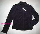 ELIE TAHARI Angela Purple Stretch Velour Zip Jacket Top $148 NWT Med M