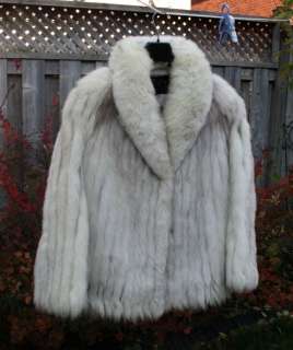 Genuine Norwegian Arctic Blue Fox Fur Coat Jacket, sz M  