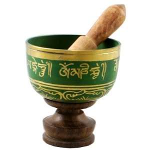   Tibetan Singing Bowl  Green Four Inch Om Mani Bowl