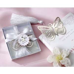  Butterfly Silver Metal Bookmark with White Silk Tassel 