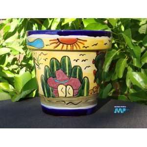 Talavera Ceramic Pottery Planter 8 Cactus Sombrero Decor MEXICAN Hand 