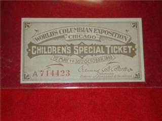 PCGS Currency Exposition Childrens Special Ticket 1893 Columbian 