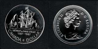 1987 $1 SILVER DOLLAR Canada John Davis Expedition BU  