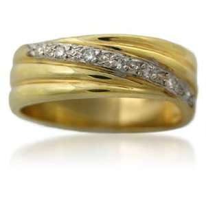    Diamond & 14k Yellow Gold Wedding Band Ring (.18ct): Jewelry