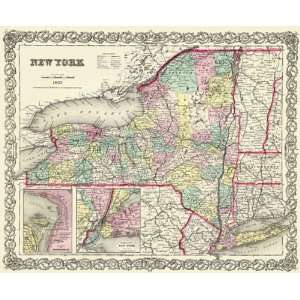  STATE OF NEW YORK (NY) BY J.H. COLTON 1855 MAP