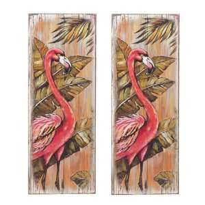  Flamingo Wall Plaque Set of 2