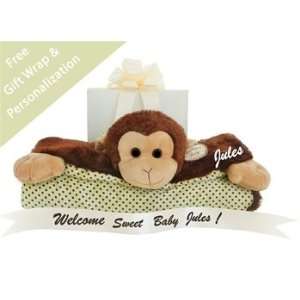  Personalized Monkey Dots Belly Baby Blanket: Baby
