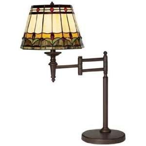  Mission Tiffany Style Bronze Swing Arm Desk Lamp: Home 