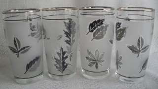 Set of 4 Vintage Silver Leaf Juice Glasses   Nice  