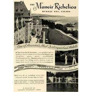  1936 Ad Manoir Richelieu Hotel Lodge Murray Bay Canada 