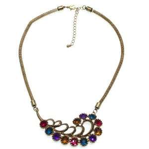  Vanity Fair Antique Gold Multi Coloured Crystal Necklace 