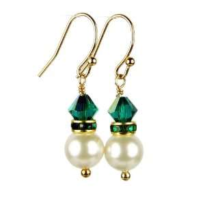   Earrings May Emerald Pearl Swarovski Crystal Elements   1 Inch: Damali