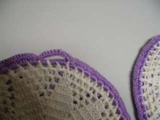   40s Crocheted Daisy Lavender Pot Holder Set Country Chic  