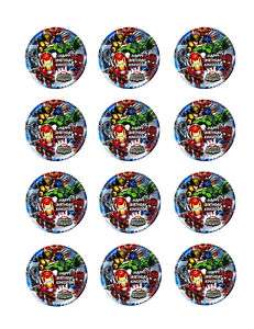 SUPER HERO SQUAD Edible CUPCAKE Image Icing Toppers  