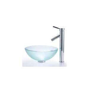  Kraus 14 inch Clear Frosted Glass Bathroom Vessel Sink and 