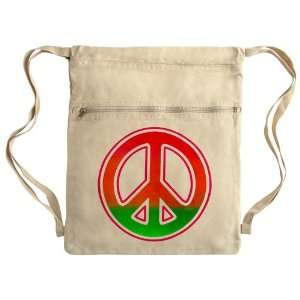  Messenger Bag Sack Pack Khaki Neon Peace Symbol 