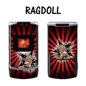   Razr V3XX Designer Skin Removable Vinyl   Ragdoll Red Electronics