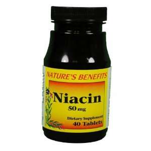  Natures Benefit Niacin 50mg Dietary Supplement 40 Tablets 
