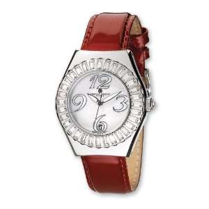  Unisex Charles Hubert Red Leather Stainless Steel Watch 