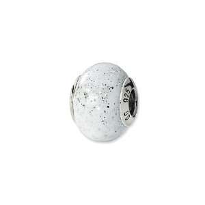  White Speckled, Murano Glass Charm for Pandora and most 