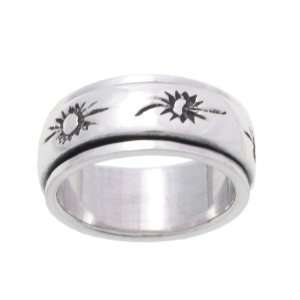   SilverBin Sterling Silver High Polish Spinner Style Sun Ring: Jewelry