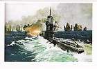   art postcard surface chris mayger painting ww2 submarine location