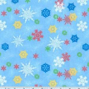  44 Wide Flannel Snowflakes Blue Fabric By The Yard Arts 