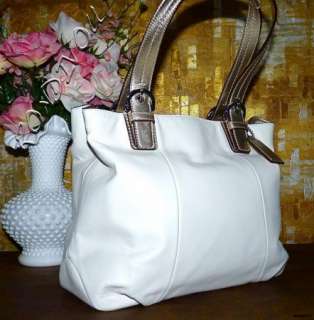 NWT COACH OMG! STUNNING SEXY SUMMER WHITE LARGE LEATHER CARRYALL TOTE 
