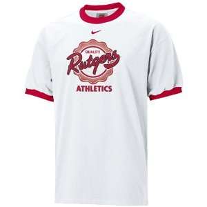  Nike Rutgers Scarlet Knights White Ringer T shirt Sports 