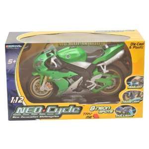  Collectible Yamaha Neon Cycle R1 with Light 1:12 in Green 