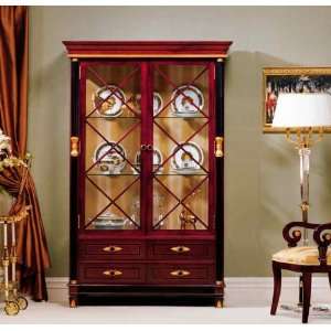    2 Door Display cabinet wood inlay, gold leaf: Home & Kitchen