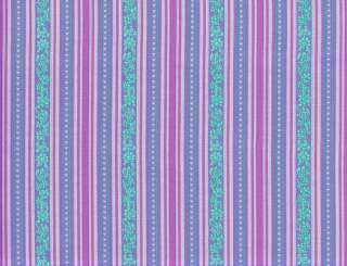 Quilt Quilting Fabric Fresh Floral Stripe Purple Lavender Pink Aqua 