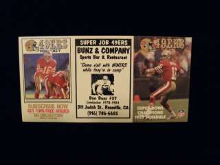 1989 JOE MONTANA 49ers BUNZ & COMPANY SCHEDULE  