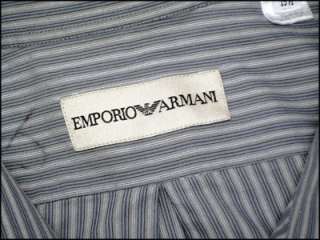 EXC Mens Designer Emporio Armani Striped Dress Shirt M  