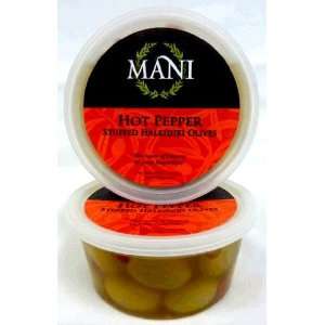 Mani Hot Pepper Stuffed Green Halkidiki olives 7oz (2 PACK):  
