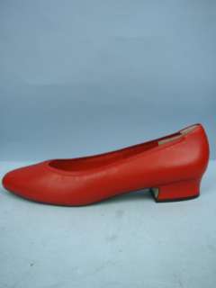 So Soft Red Leather Low Heel Pumps  