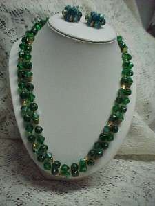 Str Green Bead Necklace W GERMANY B242  