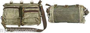 STONEWASHED OLIVE DRAB ARMY MESH BAG W/LEATHER ACCENTS  