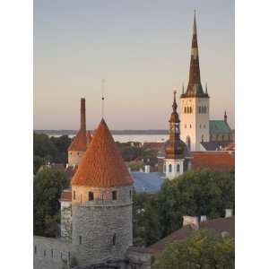  Medieval Town Walls and Spire of St. Olavs Church at Dusk 