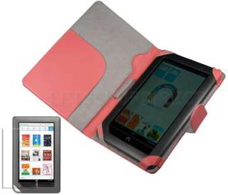  NOOK COLOR PINK LEATHER CASE+SCREEN FILM  