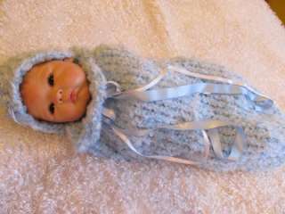 KNITTED COCOON 18 22 for REBORN DOLLS gorgeous BLUE! FREE shipping 