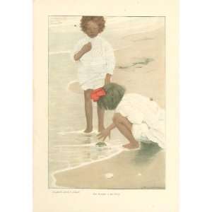   Print Girls Playing on the Beach by Sarah S Stilwell: Everything Else